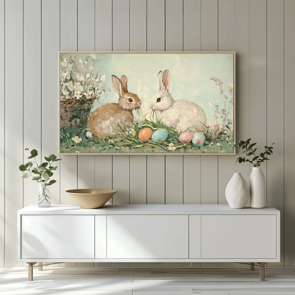 Whimsical Easter Rabbit Frame TV art digital download for Samsung Frame TV