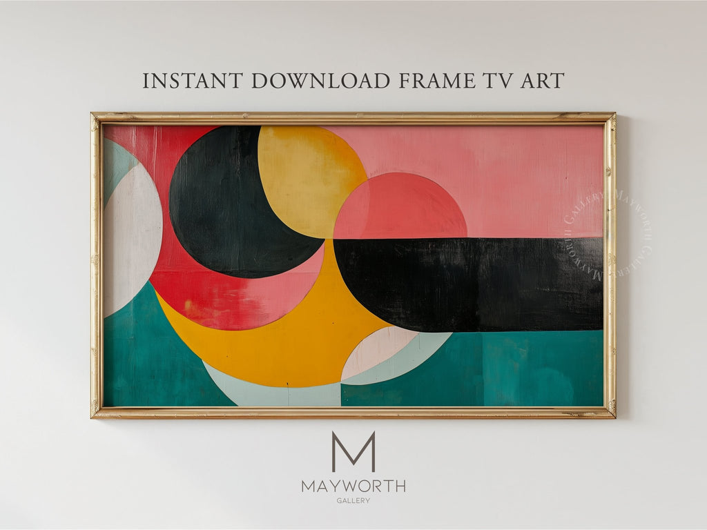 Samsung Frame TV Art | Abstract Circles Painting | 4K TV Art Download | Modern Decor - Mayworth Gallery