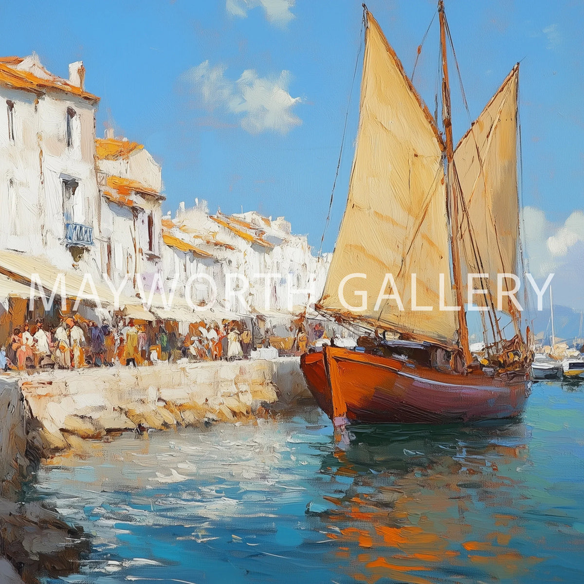 Frame TV art image Mediterranean Sailboats for art tv