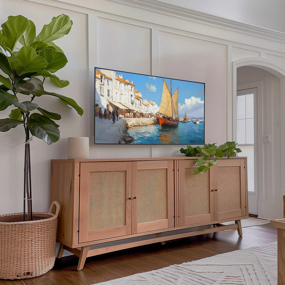 Frame TV art image Mediterranean Sailboats for art tv
