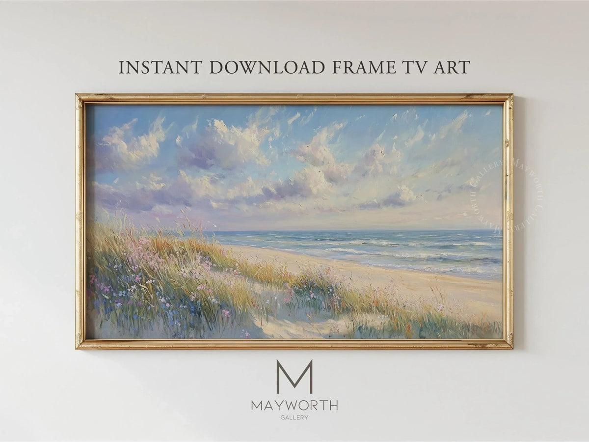 Samsung Frame TV Art | Coastal Seascape Painting | 4K TV Art Download | Beach House Decor - Mayworth Gallery