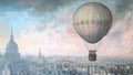 Pastel hot air balloon sketchy illustration displayed on Samsung Frame TV in Art Mode — 4K digital download
