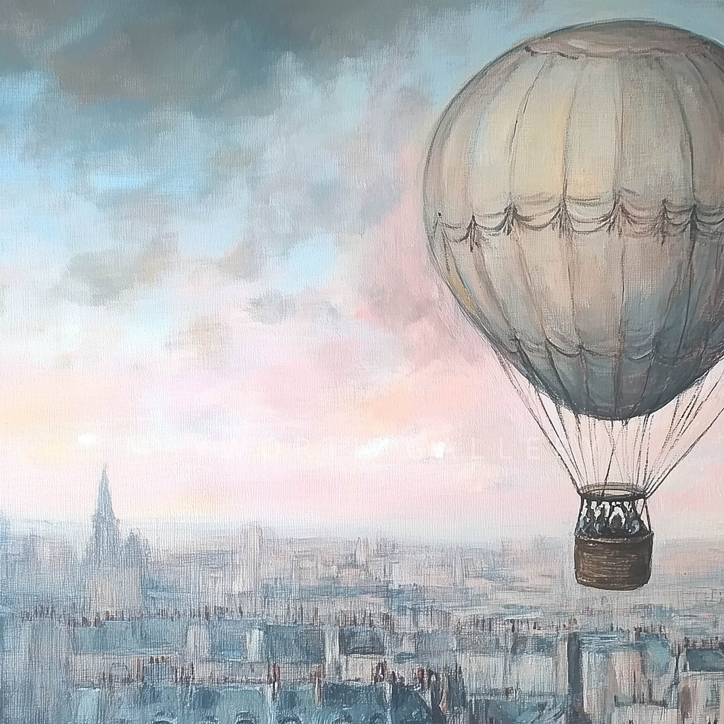 Pastel hot air balloon sketchy Samsung Frame TV art — square thumbnail