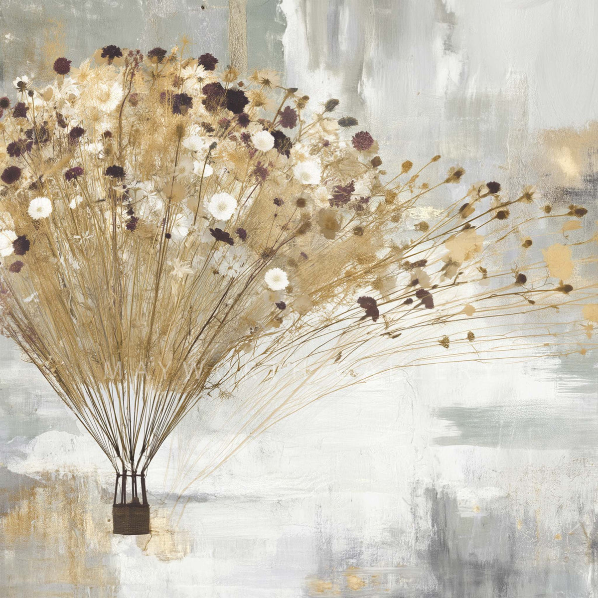 Modern Gold and Grey Hot Air Balloon Samsung Frame TV art square thumbnail with watermark