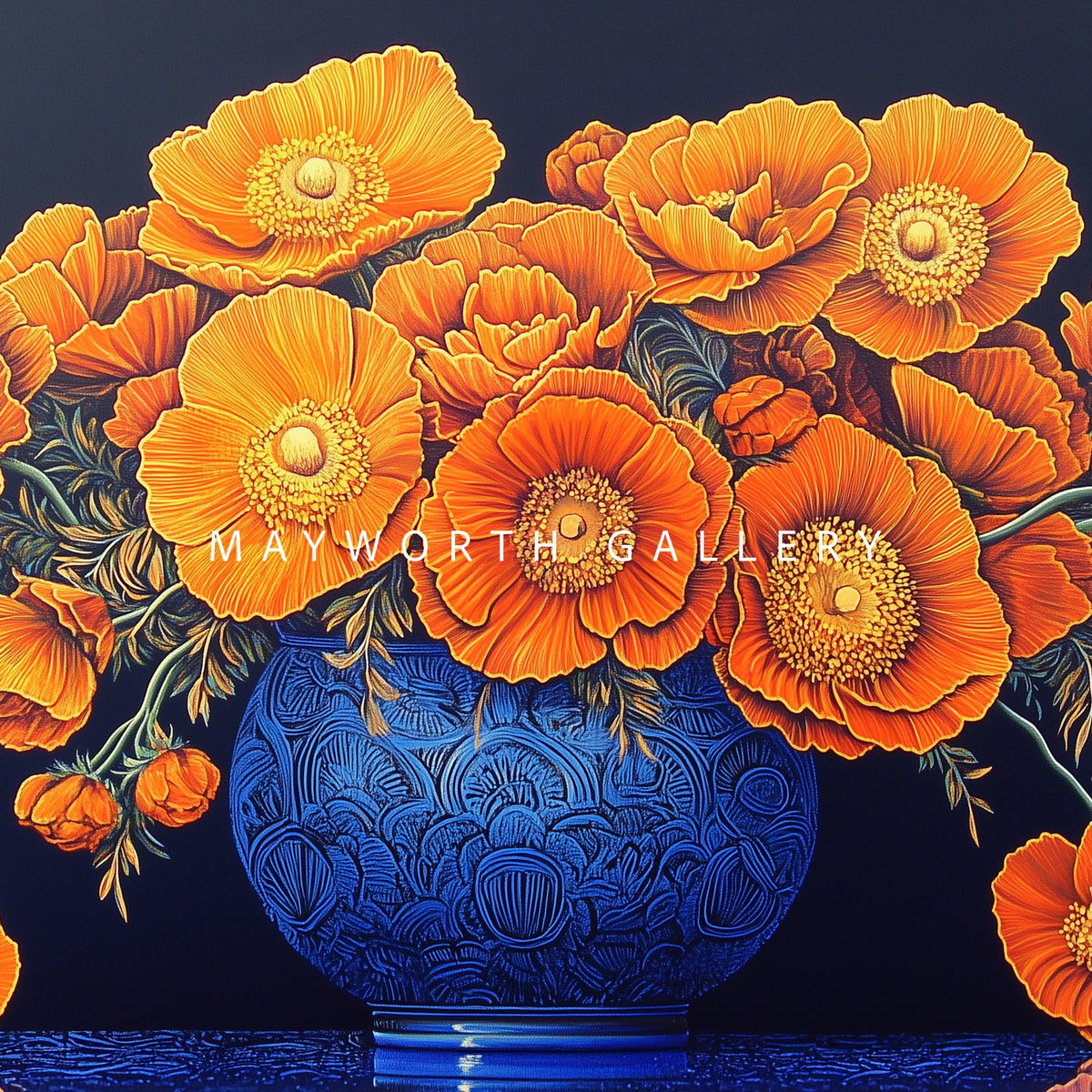 Samsung Frame TV Art | Orange Floral Still Life | 4K TV Art Download | Modern Décor
